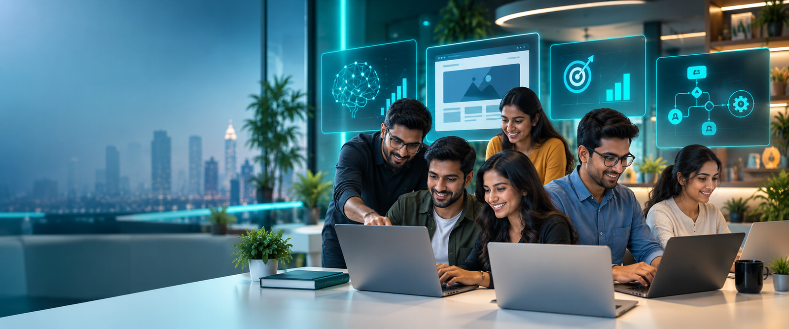 Learners exploring artificial intelligence and digital skills